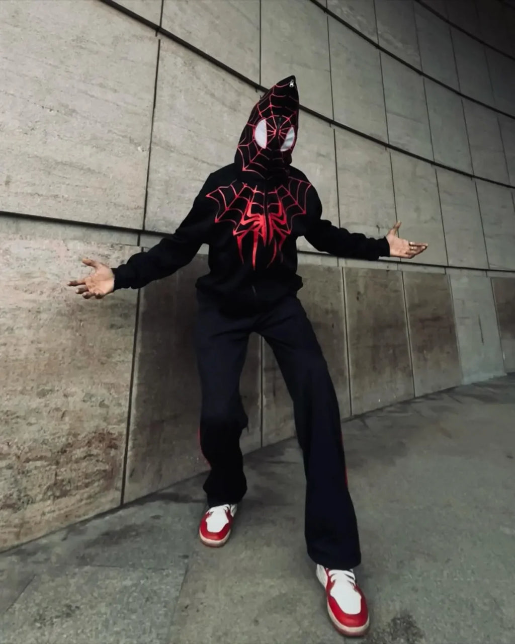 Spider-Man Inspired Red & Black Zip-Up Hoodie – Bold Streetwear Style