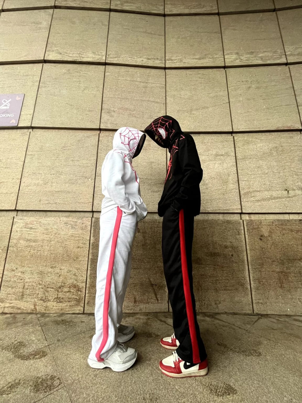 Dual Spider Mask Hoodie – Black & White Full Zip Face Hoodie for Streetwear (Unisex)