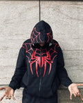 Spider-Man Inspired Red & Black Zip-Up Hoodie – Bold Streetwear Style