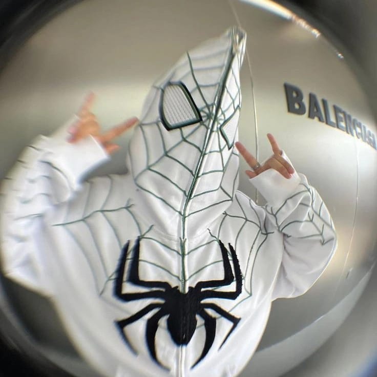 Spider Zip-Up Mask Hoodie – Full Face Streetwear Hoodie for Men & Women (Black, Red, White)