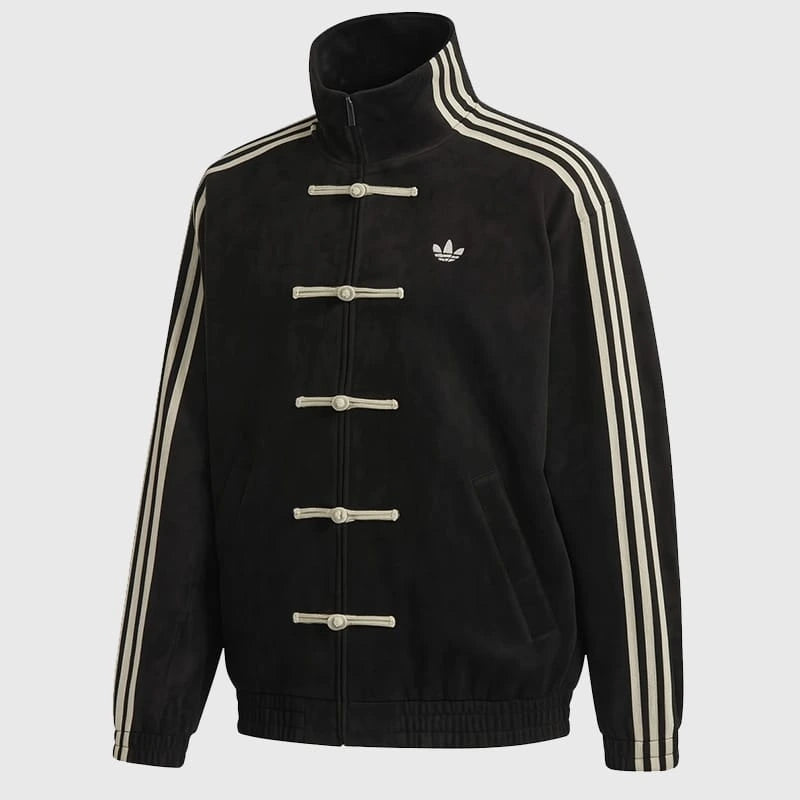 Black Chinese Knot Jacket – CNY Inspired Streetwear Track Jacket | Minimal Asian Style Unisex Oversized Jacket