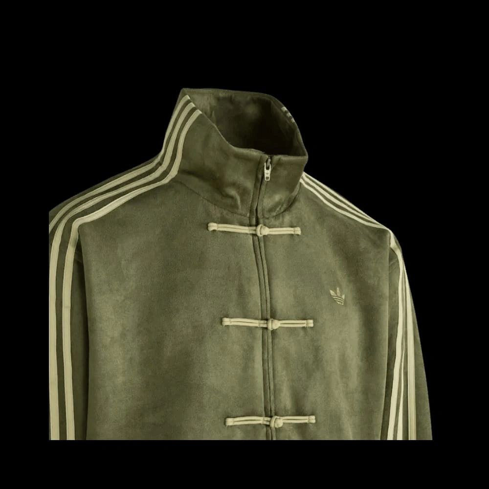 Chinese Style Kung Fu Jacket – Olive Green CNY Streetwear Jacket | Vintage Mandarin Collar Zip-Up Jacket for Men