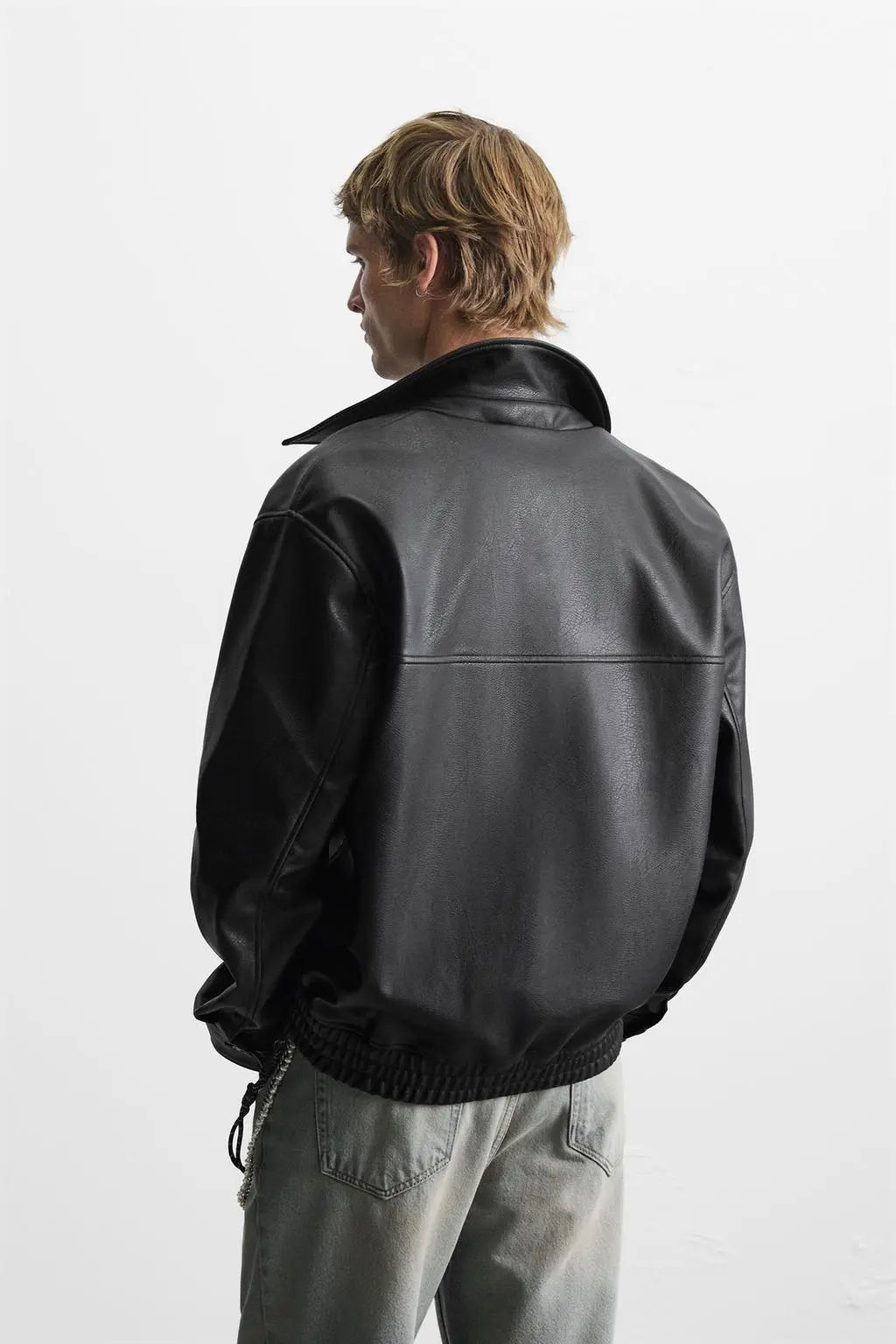 Classic Black Leather Jacket for Men – Minimal Zip-Up Faux Leather Jacket | Premium Streetwear & Casual Outerwear