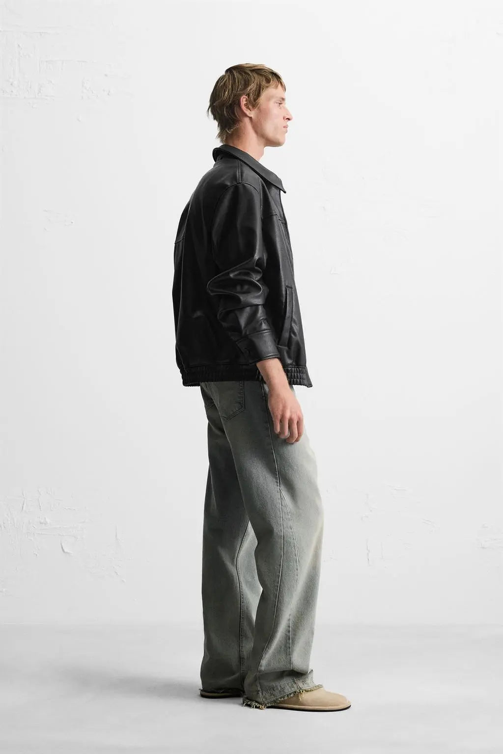 Classic Black Leather Jacket for Men – Minimal Zip-Up Faux Leather Jacket | Premium Streetwear & Casual Outerwear