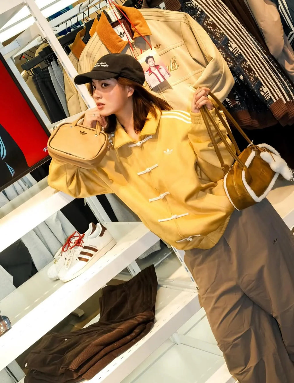 CLWN Mustard Adidas CNY Inspired Knot Jacket – Chinese New Year Streetwear India (Oversized Korean Style Streetwear Jacket)
