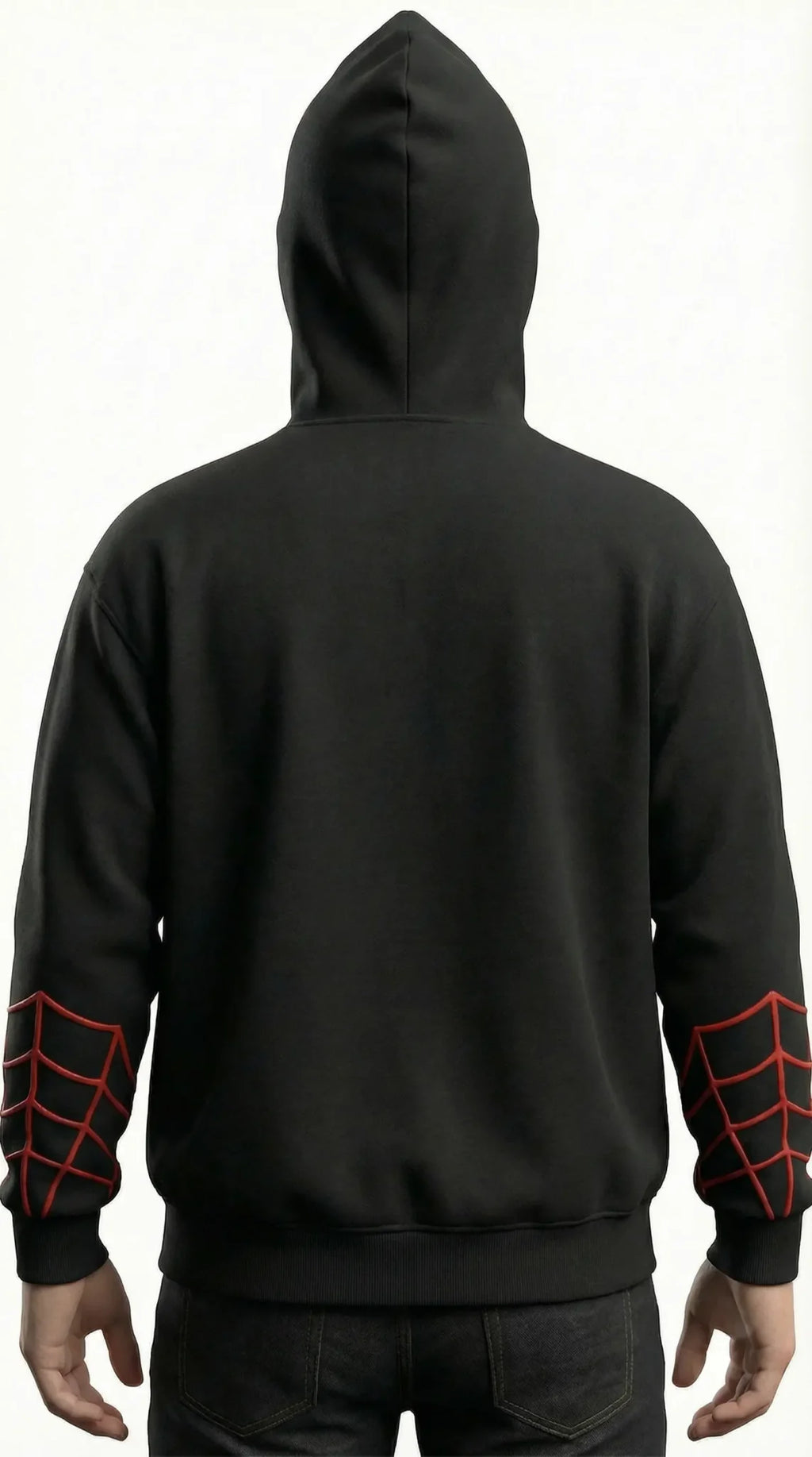 Spider-Man Style Full Zip Mask Hoodie – Black & Red Superhero Streetwear Jacket