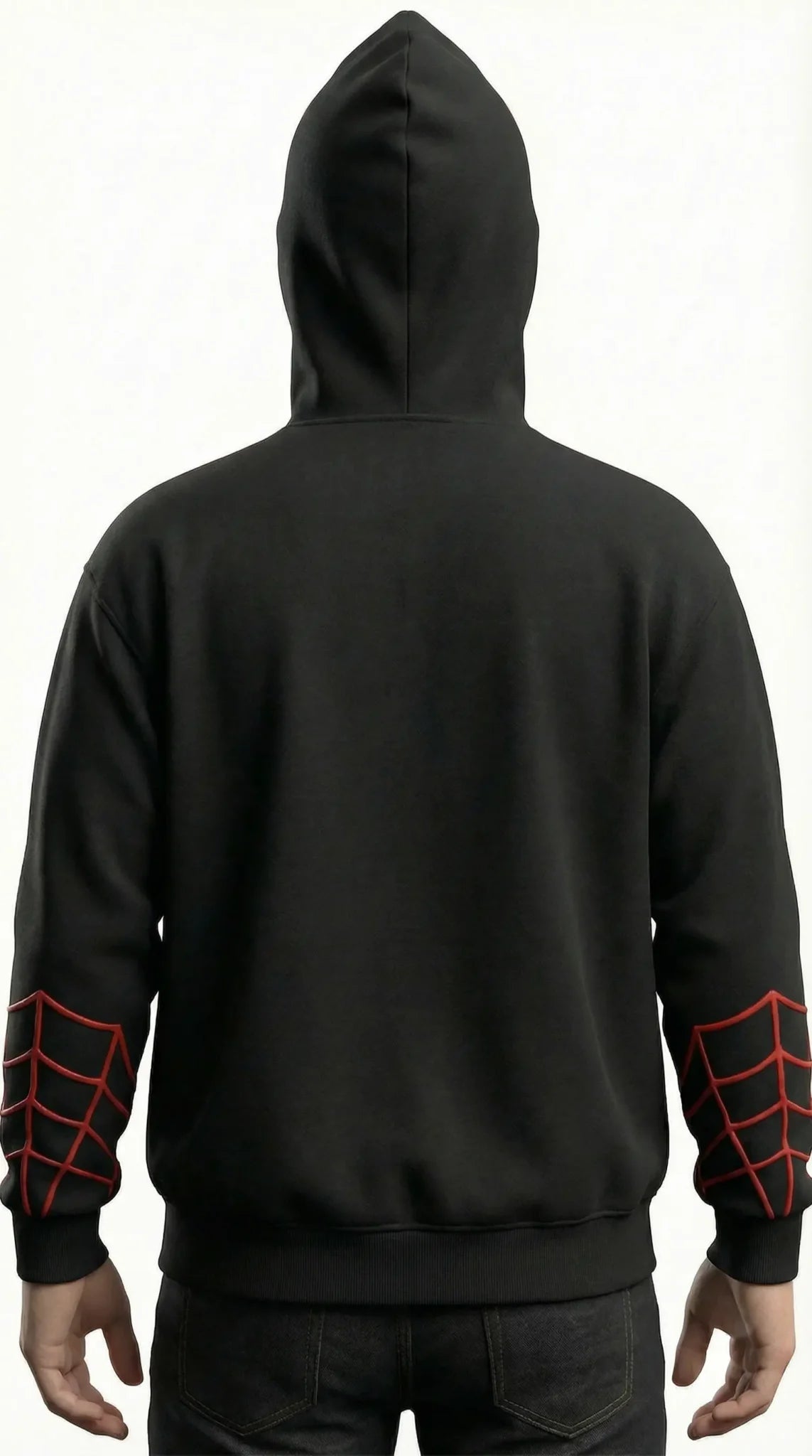 Spider-Man Style Full Zip Mask Hoodie – Black & Red Superhero Streetwear Jacket