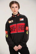Ferrari F1 Racing Jacket – Black & Red Motorsport Streetwear Jacket | Scuderia Style Zip-Up Jacket for Men & Women