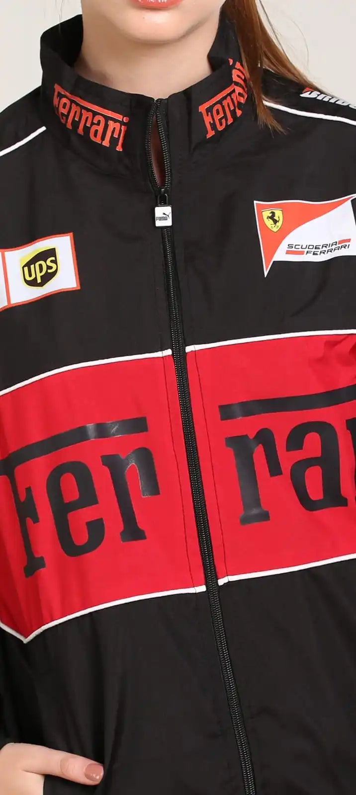 Ferrari F1 Racing Jacket – Black & Red Motorsport Streetwear Jacket | Scuderia Style Zip-Up Jacket for Men & Women
