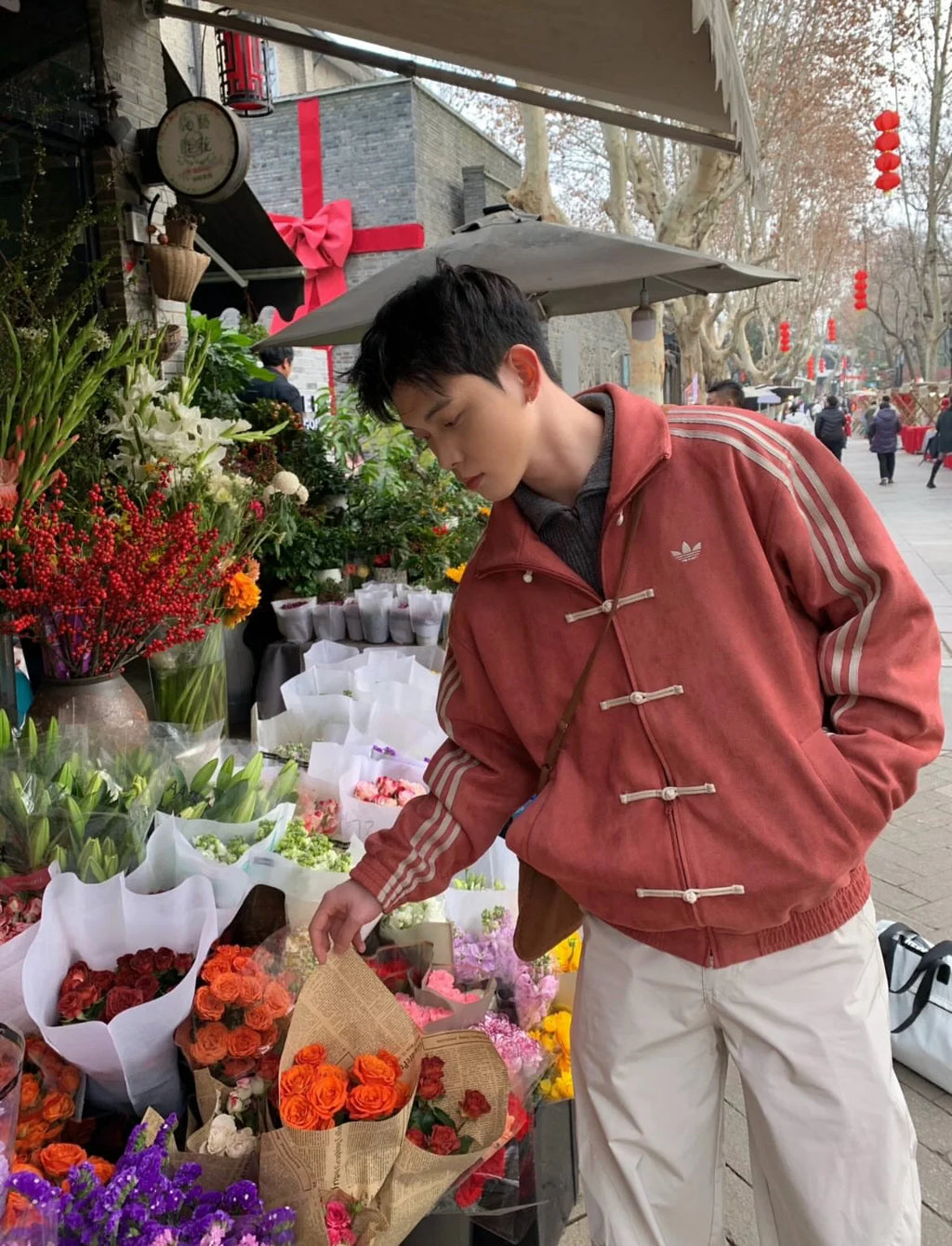Cherry Red CNY Jacket – Oversized Chinese Knot Streetwear Y2K Aesthetic Jacket for Men